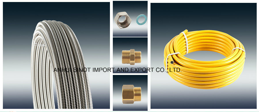 Corrugated Stainless Steel AISI304/316L Coated Pipe for Gas Dn15-3/4